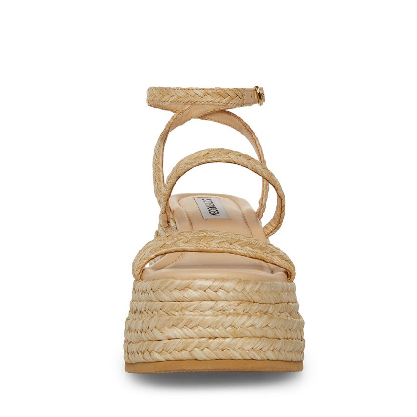 Zapatos Cuña Steve Madden Abundant Natural Raffia Mujer Beige | ES QC9E36